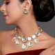 Mirror Stone Collar Necklace Set with Pearl Border Detailing